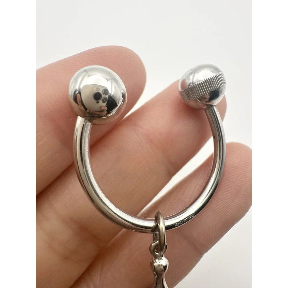 925 Sterling Silver Key Ring bowling Pin Charm